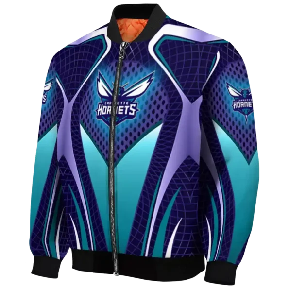 custom charlotte hornets mesh chest black bomber jacket best selling