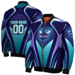 custom charlotte hornets mesh chest black bomber jacket best selling