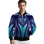 custom charlotte hornets mesh chest black bomber jacket best selling