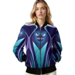 custom charlotte hornets mesh chest black bomber jacket best selling