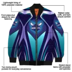custom charlotte hornets mesh chest black bomber jacket best selling