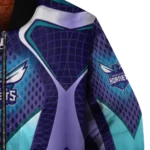 custom charlotte hornets mesh chest black bomber jacket best selling