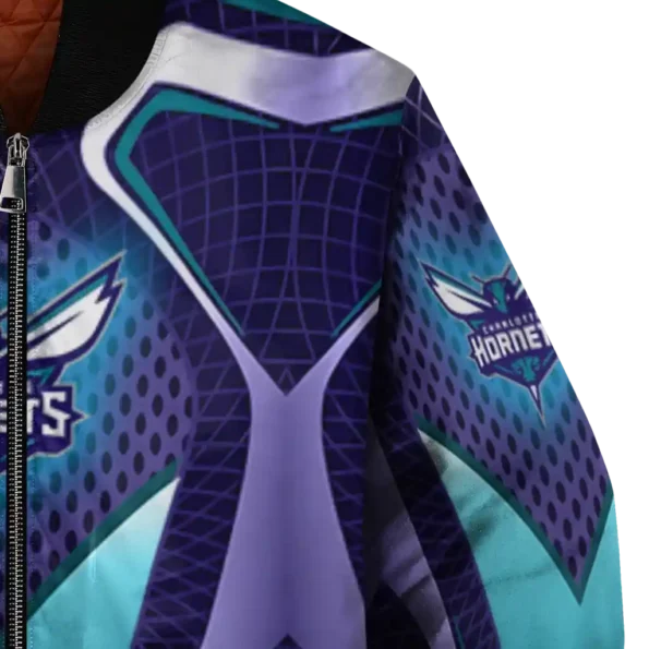 custom charlotte hornets mesh chest black bomber jacket premium grade