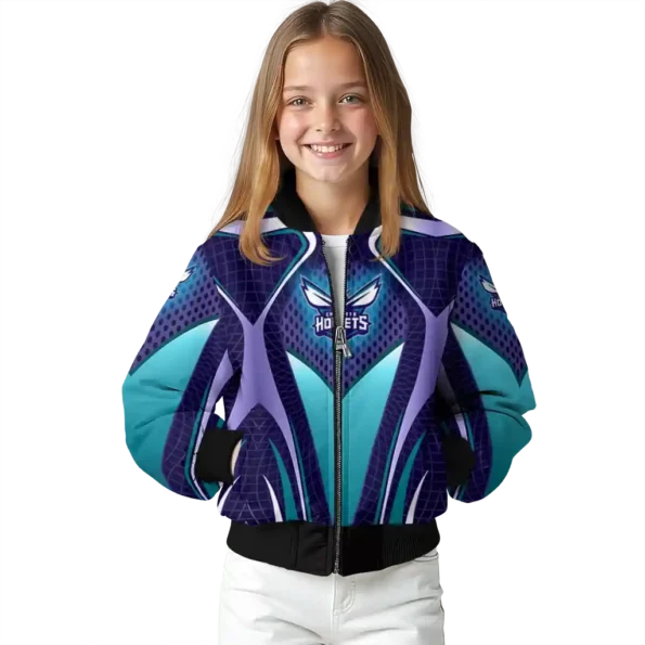 custom charlotte hornets mesh chest black bomber jacket top rated
