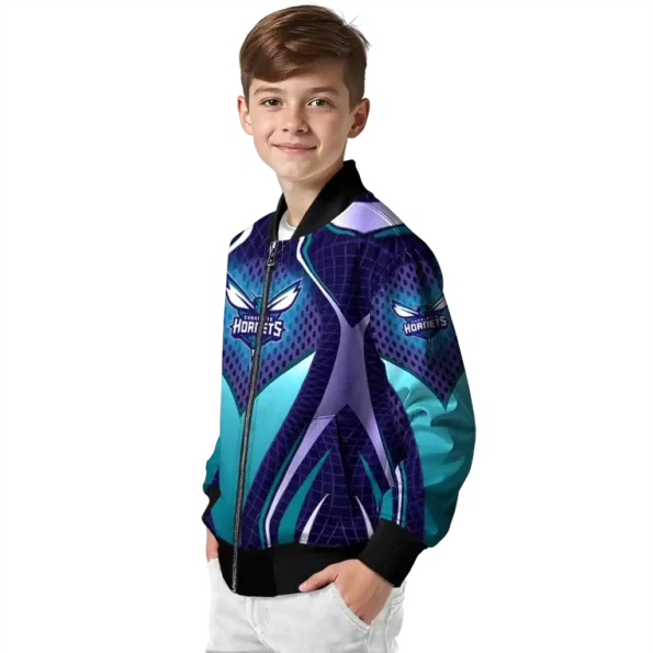 custom charlotte hornets mesh chest black bomber jacket trendy