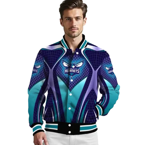 custom charlotte hornets mesh chest black varsity jacket high quality.webp