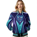 custom charlotte hornets mesh chest black varsity jacket best selling.webp