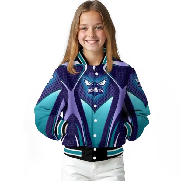 custom charlotte hornets mesh chest black varsity jacket top rated.webp