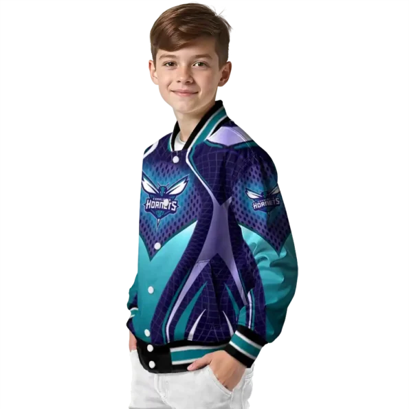 custom charlotte hornets mesh chest black varsity jacket trendy.webp