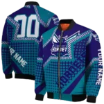 custom charlotte hornets star burst teal bomber jacket best selling