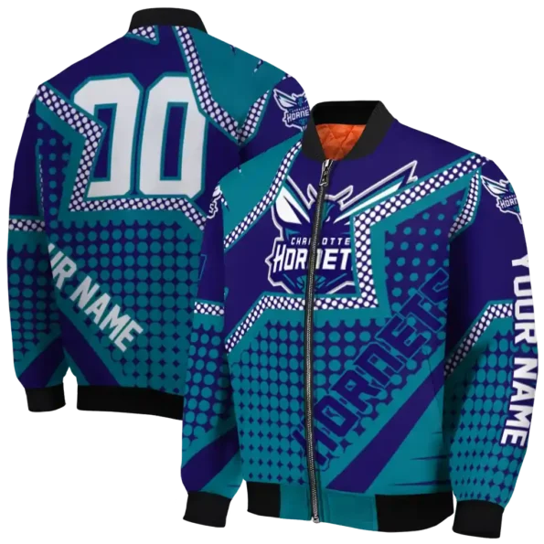 custom charlotte hornets star burst teal bomber jacket fashion forward
