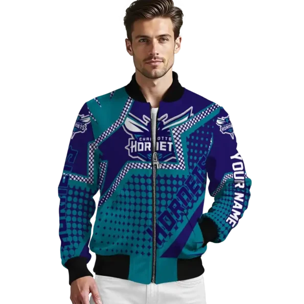 custom charlotte hornets star burst teal bomber jacket high quality
