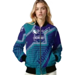 custom charlotte hornets star burst teal bomber jacket best selling