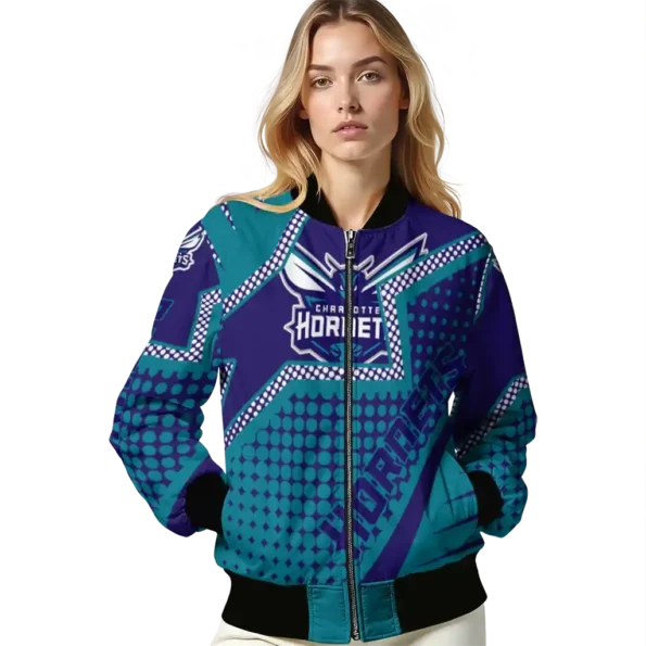 custom charlotte hornets star burst teal bomber jacket latest model