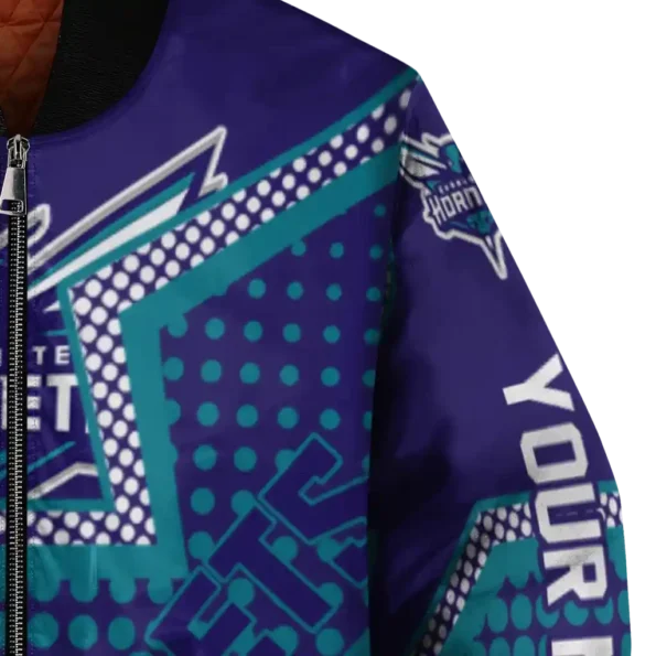 custom charlotte hornets star burst teal bomber jacket premium grade