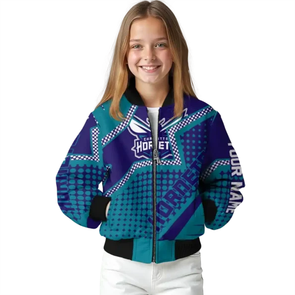 custom charlotte hornets star burst teal bomber jacket top rated