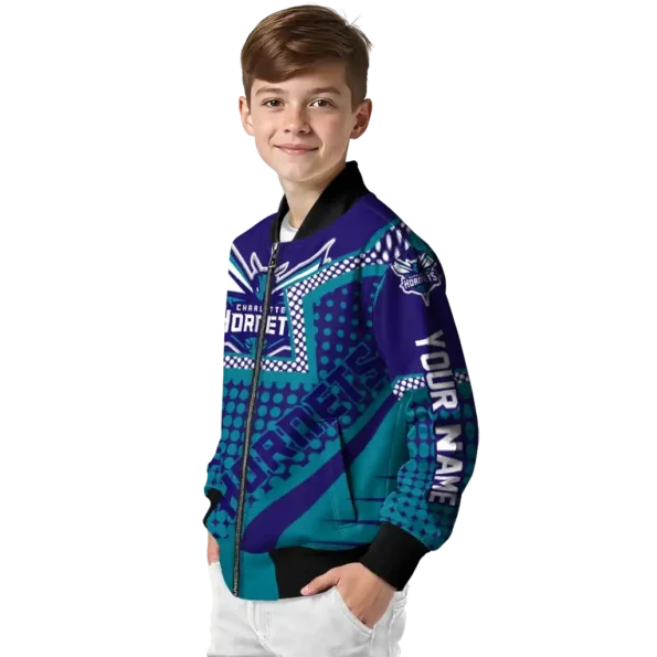 custom charlotte hornets star burst teal bomber jacket trendy