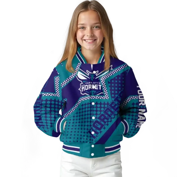 custom charlotte hornets star burst teal varsity jacket top rated.webp