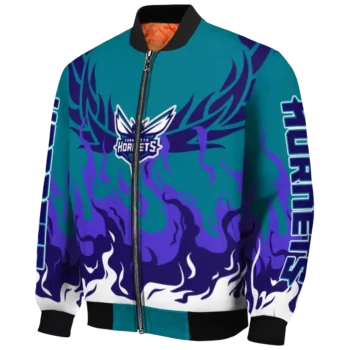 custom charlotte hornets winged blaze teal white bomber jacket best selling