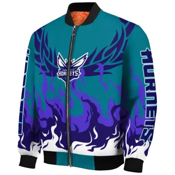 custom charlotte hornets winged blaze teal white bomber jacket best selling