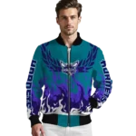 custom charlotte hornets winged blaze teal white bomber jacket best selling