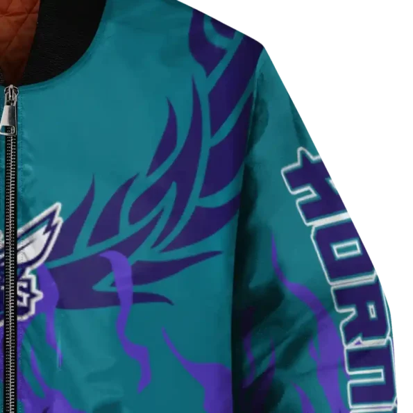 custom charlotte hornets winged blaze teal white bomber jacket premium grade