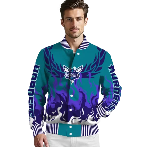 custom charlotte hornets winged blaze teal white varsity jacket high quality.webp
