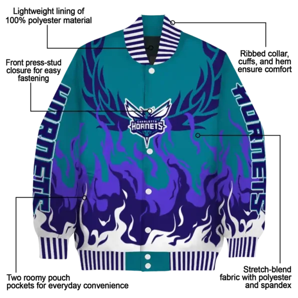 custom charlotte hornets winged blaze teal white varsity jacket new arrival.webp
