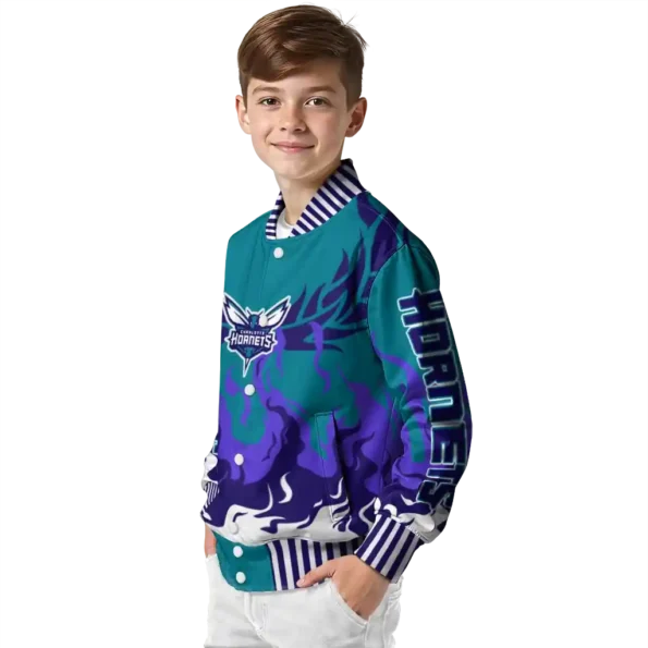 custom charlotte hornets winged blaze teal white varsity jacket trendy.webp