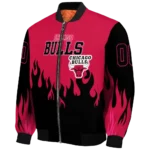 custom chicago bulls flame border red black bomber jacket best selling