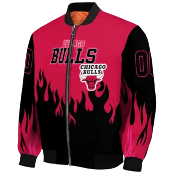custom chicago bulls flame border red black bomber jacket best selling