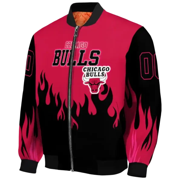 custom chicago bulls flame border red black bomber jacket best selling
