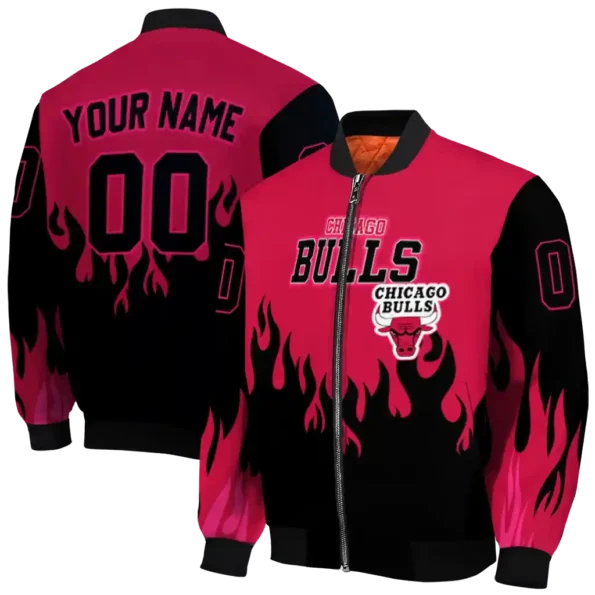 custom chicago bulls flame border red black bomber jacket fashion forward