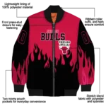 custom chicago bulls flame border red black bomber jacket best selling