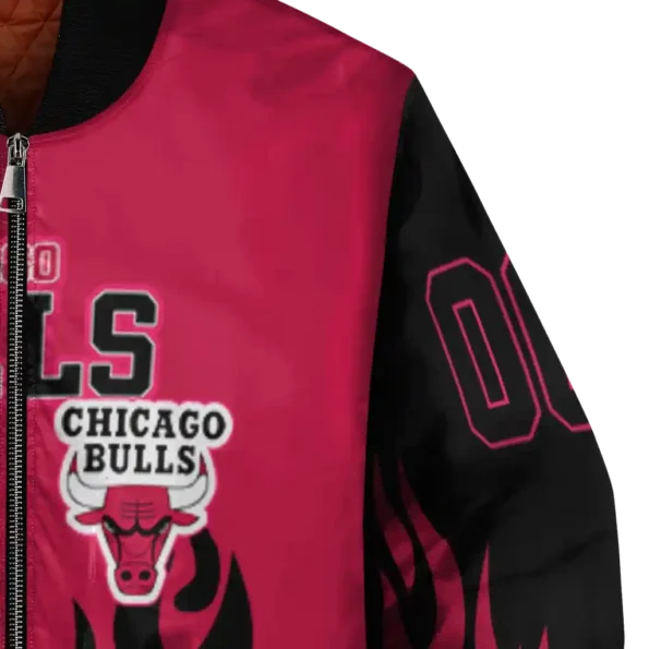 custom chicago bulls flame border red black bomber jacket premium grade