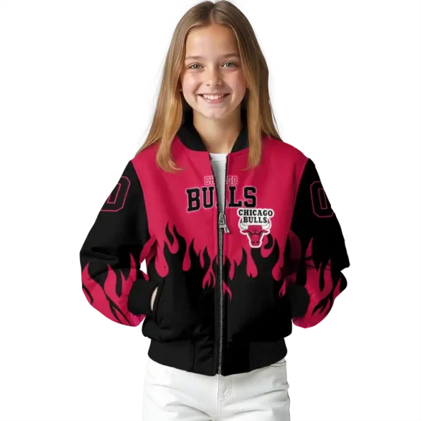 custom chicago bulls flame border red black bomber jacket top rated
