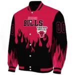 custom chicago bulls flame border red black varsity jacket best selling.webp
