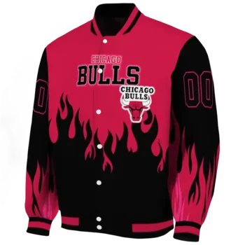 custom chicago bulls flame border red black varsity jacket best selling.webp