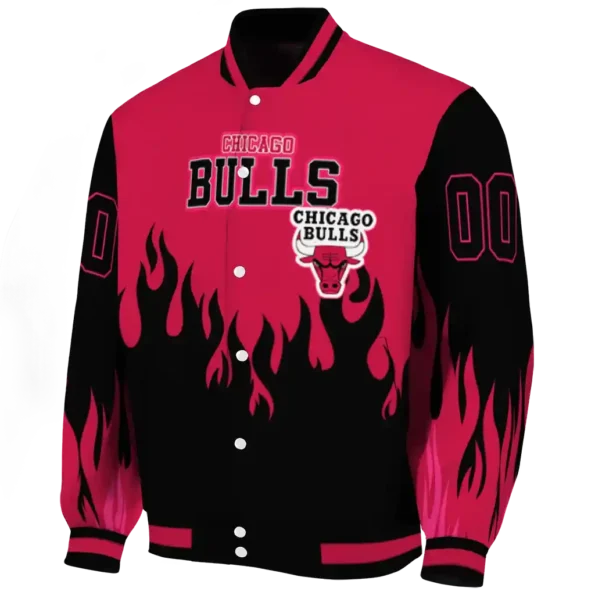 custom chicago bulls flame border red black varsity jacket best selling.webp