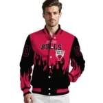 custom chicago bulls flame border red black varsity jacket best selling.webp