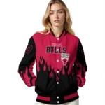 custom chicago bulls flame border red black varsity jacket best selling.webp