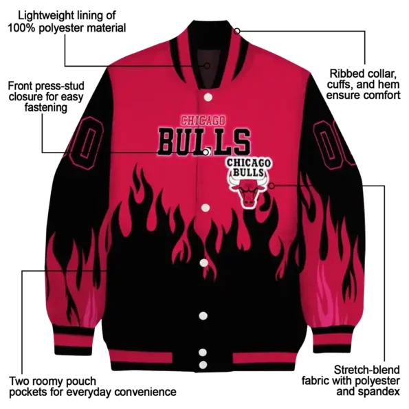 custom chicago bulls flame border red black varsity jacket new arrival.webp