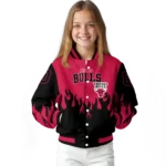 custom chicago bulls flame border red black varsity jacket best selling.webp