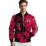 custom chicago bulls hexagon cluster red black bomber jacket best selling