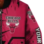 custom chicago bulls hexagon cluster red black bomber jacket best selling