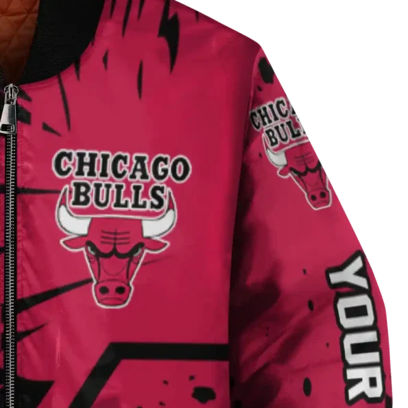 custom chicago bulls hexagon cluster red black bomber jacket premium grade