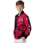 custom chicago bulls hexagon cluster red black bomber jacket best selling