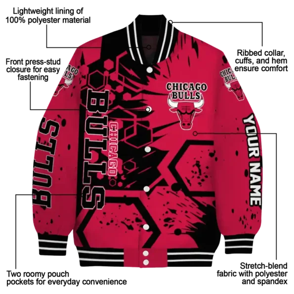 custom chicago bulls hexagon cluster red black varsity jacket new arrival.webp