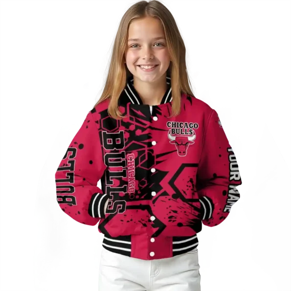 custom chicago bulls hexagon cluster red black varsity jacket top rated.webp