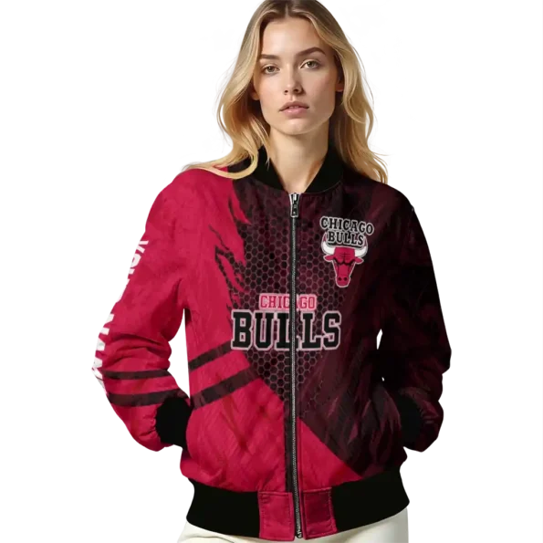 custom chicago bulls hexagon mesh red black bomber jacket latest model